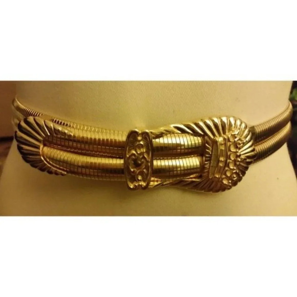 Vintage Judith Leiber Gold Crown Stretch Belt Grannycore Size Small